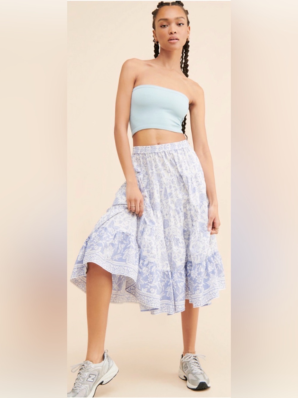 Free people printed midi skirt